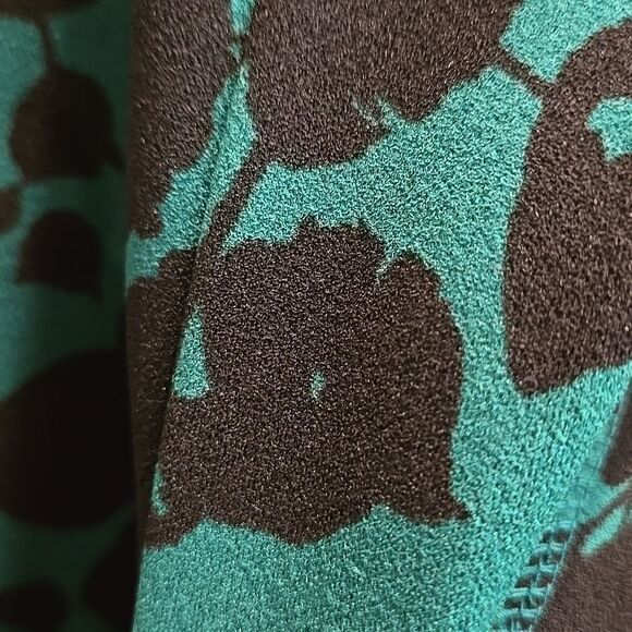 Pl worthington cap sleeve cuff floral print pattern green black blouse ladies - Picture 5 of 16